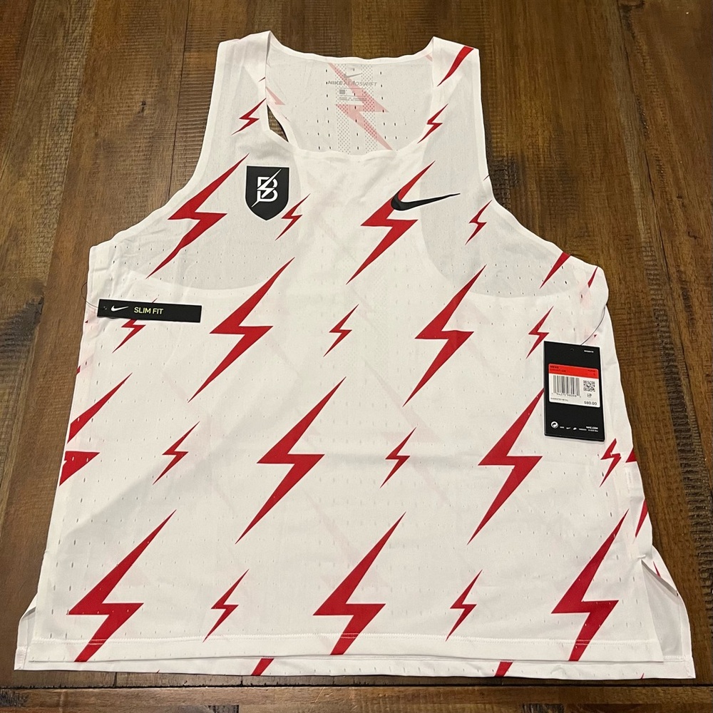 Nike White Tank Top with Red‎ Lightning Design